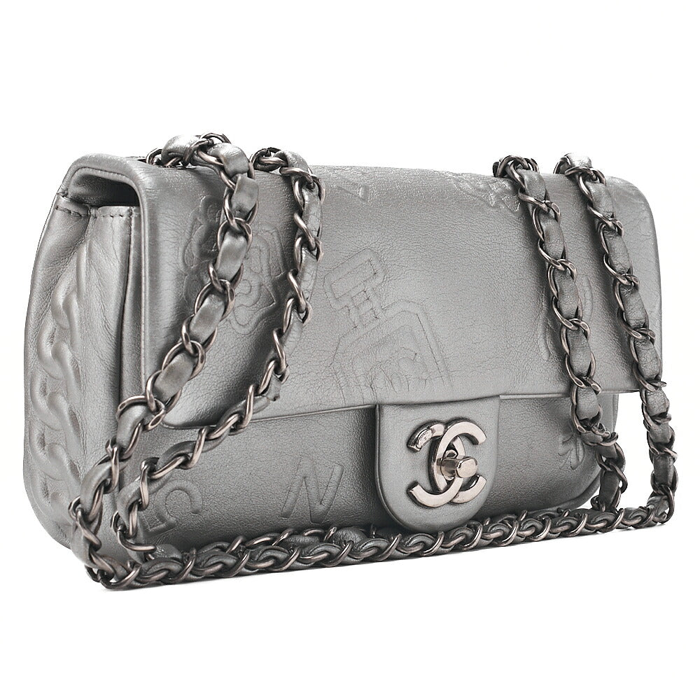 CHANEL Lambskin Iconline Turn Lock Single Flap Chain Shoulder