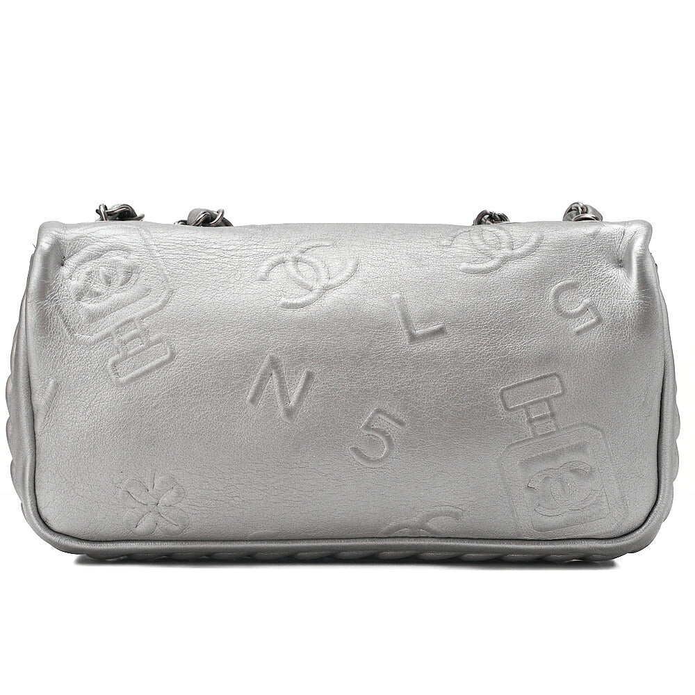 CHANEL Lambskin Iconline Turn Lock Single Flap Chain Shoulder Silver Silver-Tone Hardware, Pre-Owned