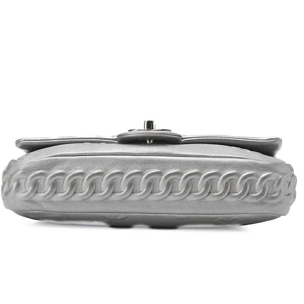CHANEL Lambskin Iconline Turn Lock Single Flap Chain Shoulder Silver Silver-Tone Hardware, Pre-Owned