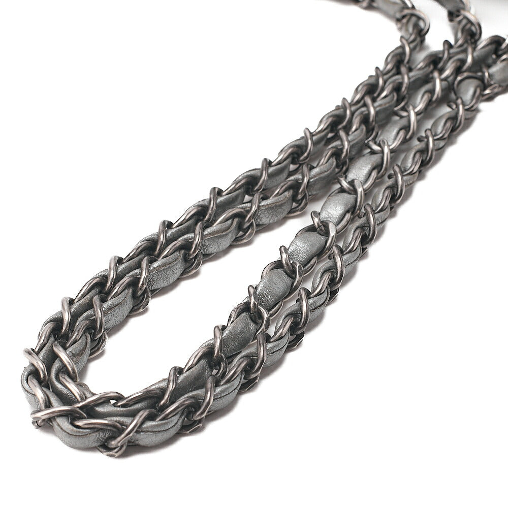 CHANEL Lambskin Iconline Turn Lock Single Flap Chain Shoulder Silver Silver-Tone Hardware, Pre-Owned