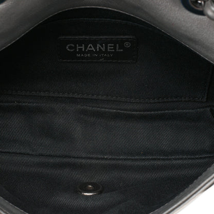 CHANEL Lambskin Iconline Turn Lock Single Flap Chain Shoulder Silver Silver-Tone Hardware, Pre-Owned