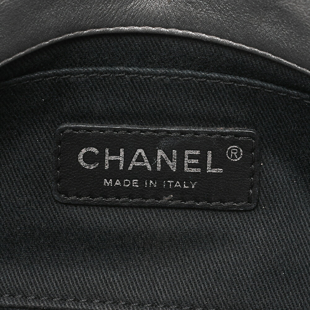 CHANEL Lambskin Iconline Turn Lock Single Flap Chain Shoulder Silver Silver-Tone Hardware, Pre-Owned