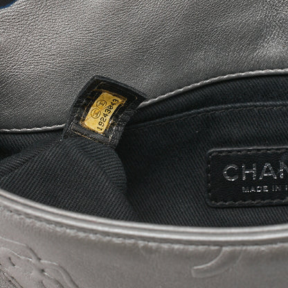 CHANEL Lambskin Iconline Turn Lock Single Flap Chain Shoulder Silver Silver-Tone Hardware, Pre-Owned