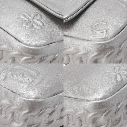 CHANEL Lambskin Iconline Turn Lock Single Flap Chain Shoulder Silver Silver-Tone Hardware, Pre-Owned