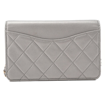 CHANEL Chanel Matelasse Coco Mark Chain Wallet Lambskin Silver Gold-Tone Hardware, Pre-Owned