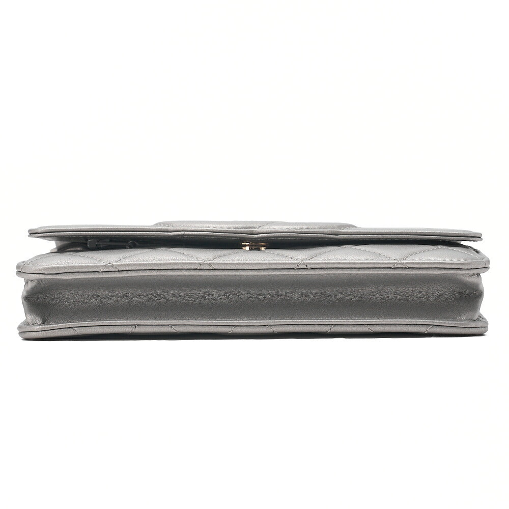 CHANEL Chanel Matelasse Coco Mark Chain Wallet Lambskin Silver Gold-Tone Hardware, Pre-Owned