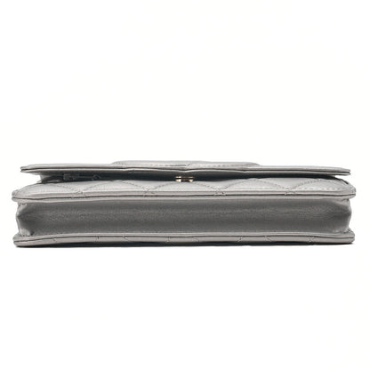 CHANEL Chanel Matelasse Coco Mark Chain Wallet Lambskin Silver Gold-Tone Hardware, Pre-Owned