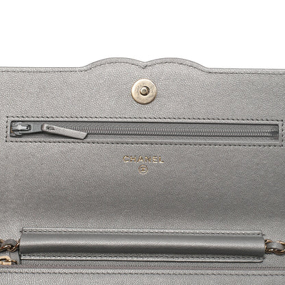 CHANEL Chanel Matelasse Coco Mark Chain Wallet Lambskin Silver Gold-Tone Hardware, Pre-Owned