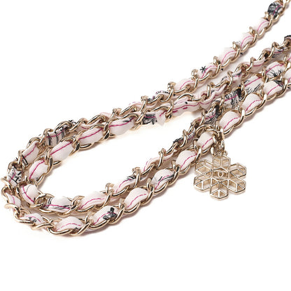 CHANEL Coco Cocoon Nylon X Cotton Turnlock Snow Crystal Motif Print With Snow Crystal Charm Chain Shoulder Multicolor White Gold-Tone Hardware, Pre-Owned