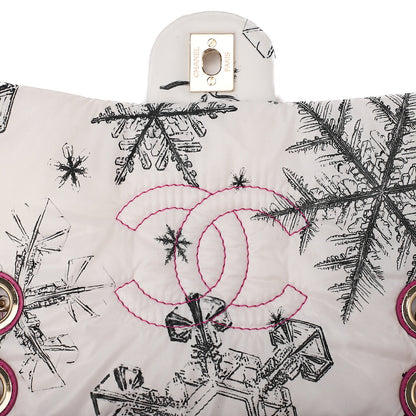 CHANEL Coco Cocoon Nylon X Cotton Turnlock Snow Crystal Motif Print With Snow Crystal Charm Chain Shoulder Multicolor White Gold-Tone Hardware, Pre-Owned