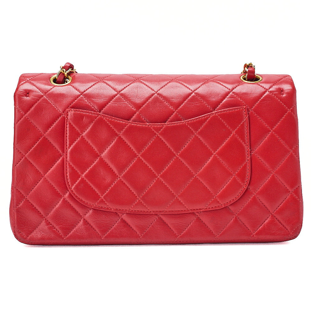 CHANEL Chain Shoulder Bag Matelasse Lambskin Red Gold-Tone Hardware, Pre-Owned