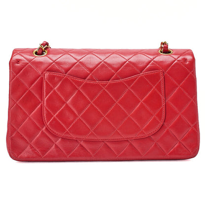 CHANEL Chain Shoulder Bag Matelasse Lambskin Red Gold-Tone Hardware, Pre-Owned