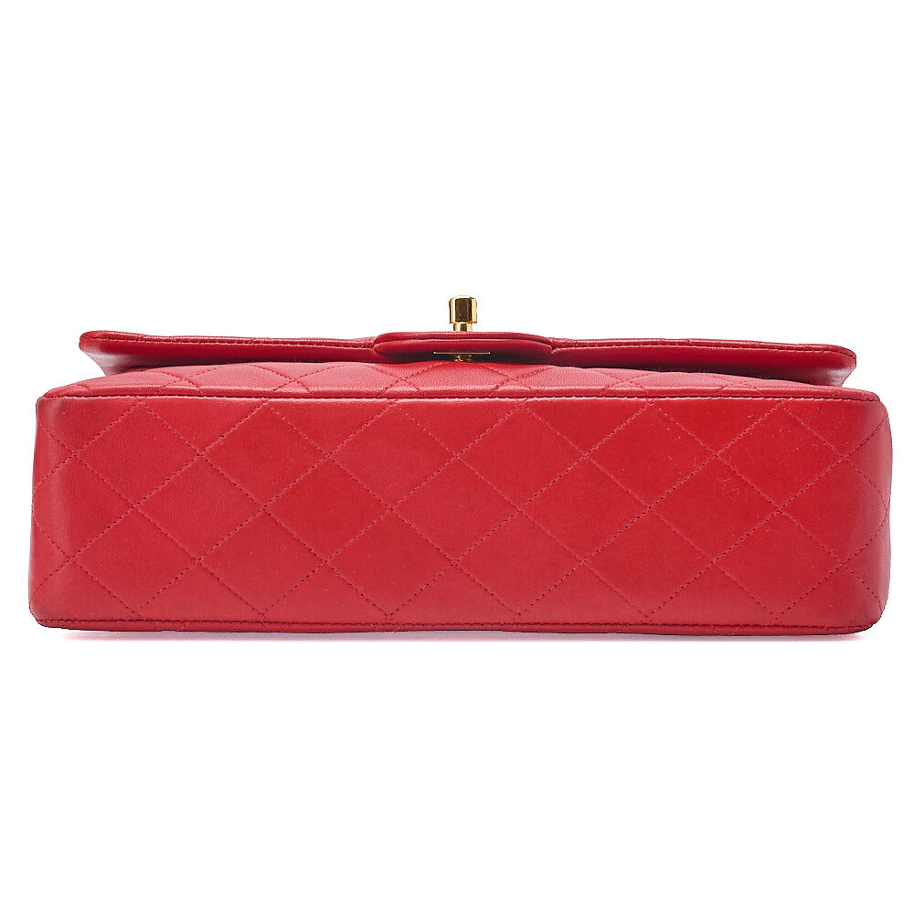 CHANEL Chain Shoulder Bag Matelasse Lambskin Red Gold-Tone Hardware, Pre-Owned