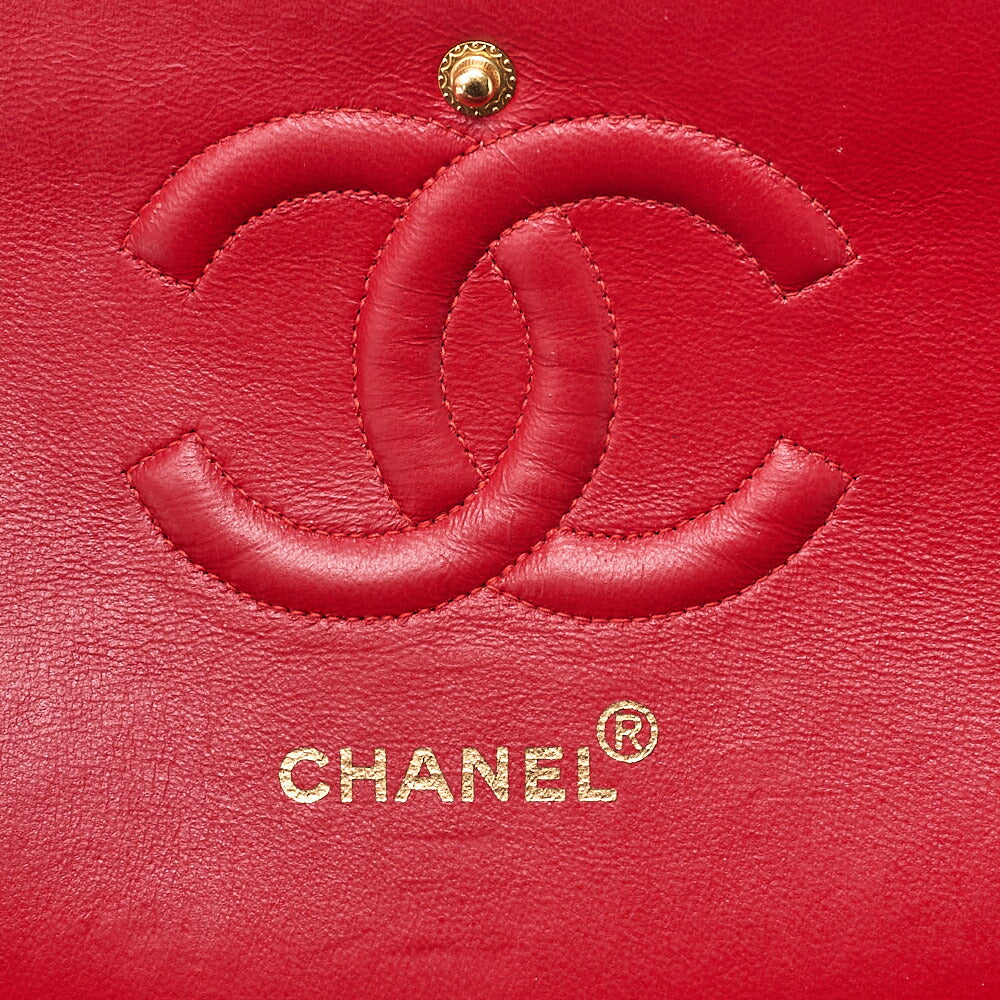 CHANEL Chain Shoulder Bag Matelasse Lambskin Red Gold-Tone Hardware, Pre-Owned