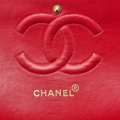 CHANEL Chain Shoulder Bag Matelasse Lambskin Red Gold-Tone Hardware, Pre-Owned