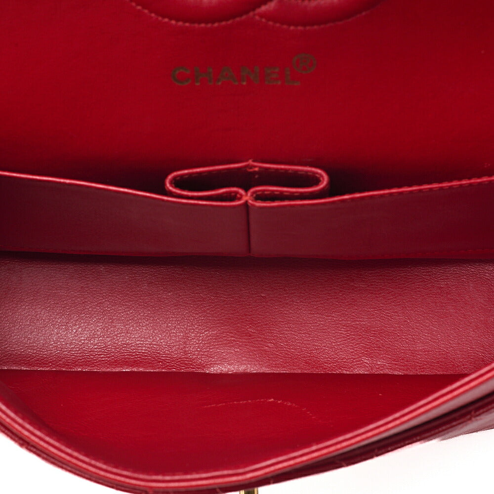 CHANEL Chain Shoulder Bag Matelasse Lambskin Red Gold-Tone Hardware, Pre-Owned