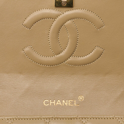 CHANEL Chain Shoulder Bag Matelasse Lambskin Beige Round Flap Gold-Tone Hardware, Pre-Owned
