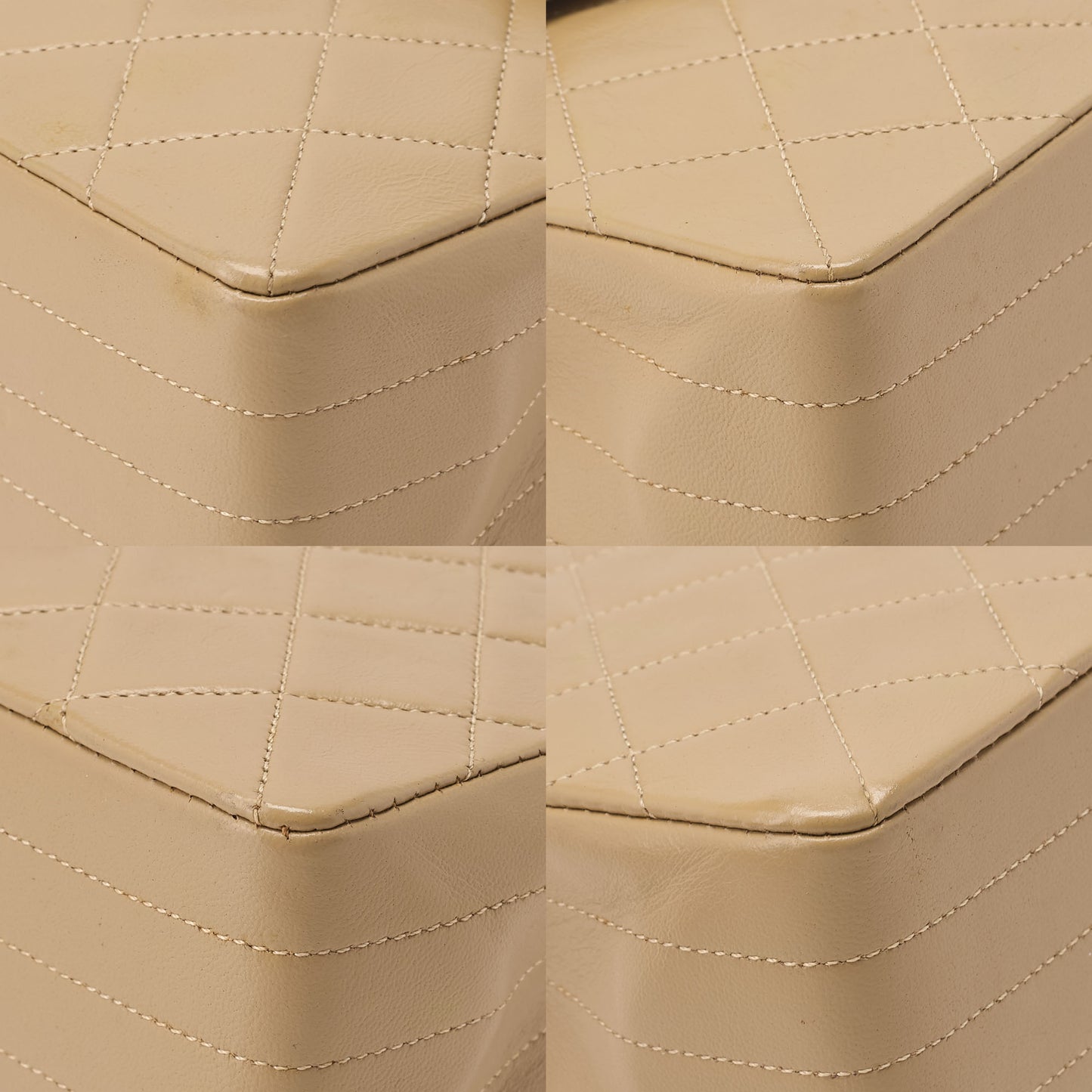 CHANEL Chain Shoulder Bag Matelasse Lambskin Beige Round Flap Gold-Tone Hardware, Pre-Owned