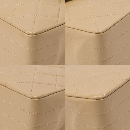 CHANEL Chain Shoulder Bag Matelasse Lambskin Beige Round Flap Gold-Tone Hardware, Pre-Owned