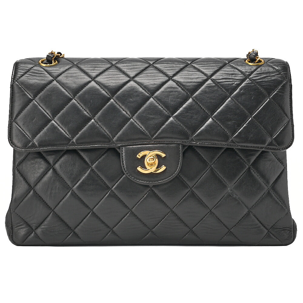 CHANEL Lambskin Matelasse Double Face 30cm Chain Shoulder Black Gold-Tone Hardware, Pre-Owned