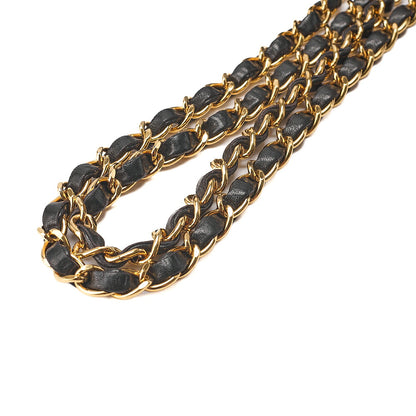 CHANEL Lambskin Matelasse Double Face 30cm Chain Shoulder Black Gold-Tone Hardware, Pre-Owned