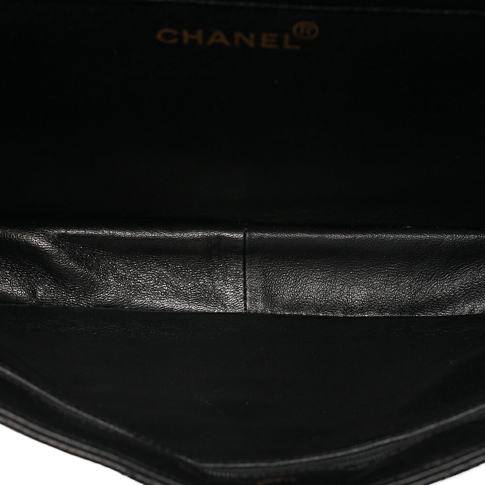 CHANEL Lambskin Matelasse Double Face 30cm Chain Shoulder Black Gold-Tone Hardware, Pre-Owned