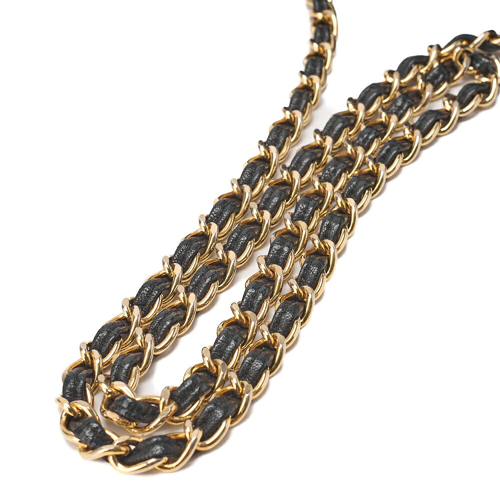 CHANEL Suede Coco Mark Fringe Chain Shoulder Black Gold-Tone Hardware, Pre-Owned
