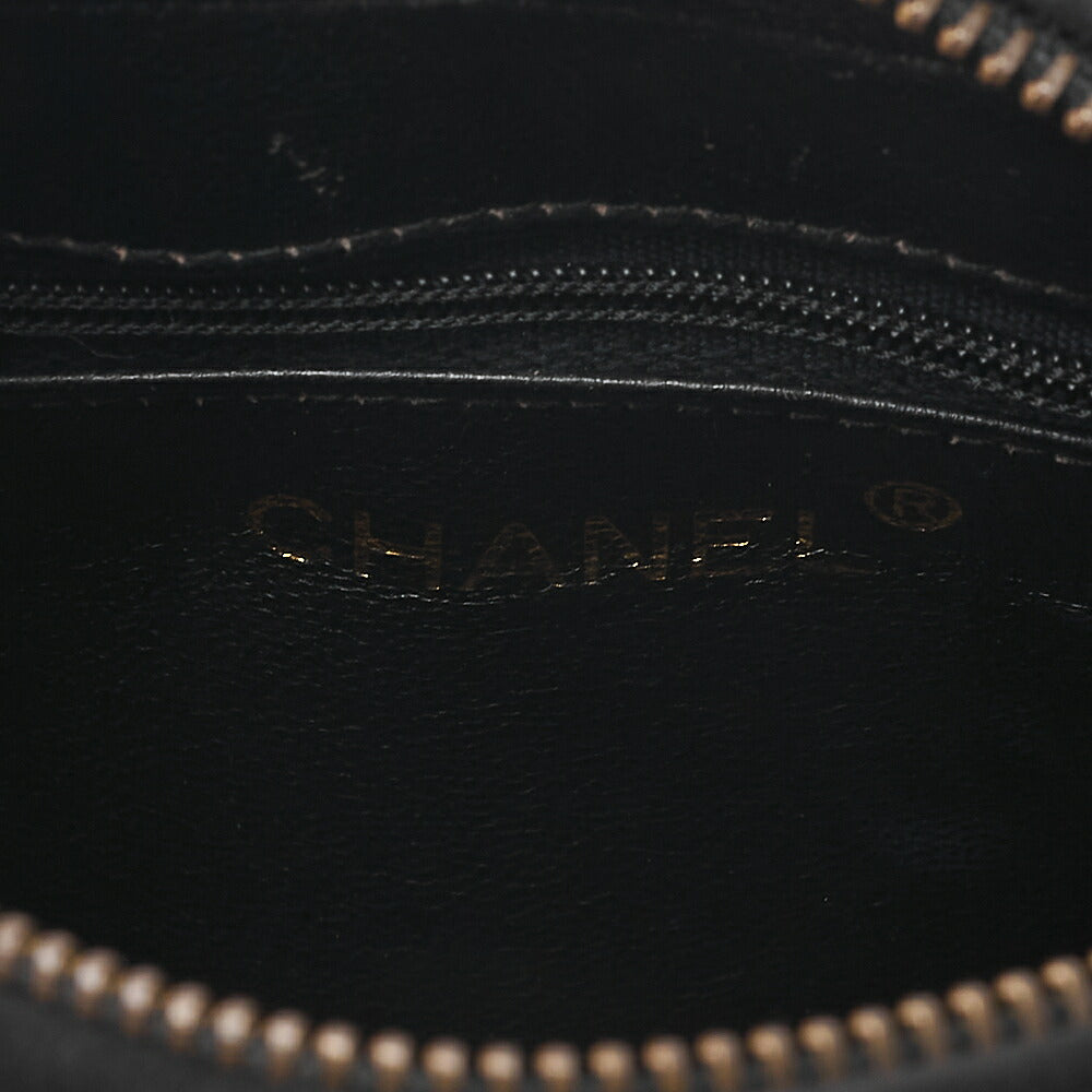 CHANEL Suede Coco Mark Fringe Chain Shoulder Black Gold-Tone Hardware, Pre-Owned