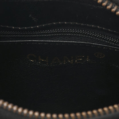 CHANEL Suede Coco Mark Fringe Chain Shoulder Black Gold-Tone Hardware, Pre-Owned