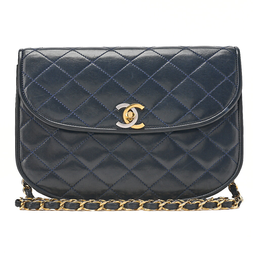 CHANEL Lamb Matelasse Paris Limited Chain Shoulder Navy Gold x Silver-Tone Hardware, Pre-Owned