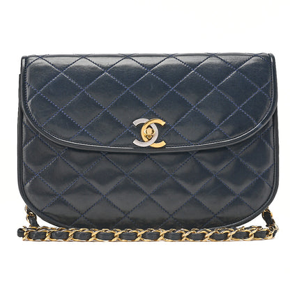 CHANEL Lamb Matelasse Paris Limited Chain Shoulder Navy Gold x Silver-Tone Hardware, Pre-Owned