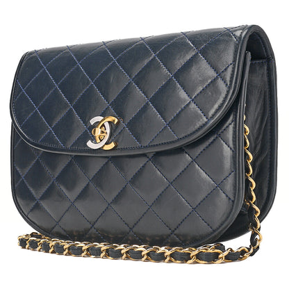 CHANEL Lamb Matelasse Paris Limited Chain Shoulder Navy Gold x Silver-Tone Hardware, Pre-Owned