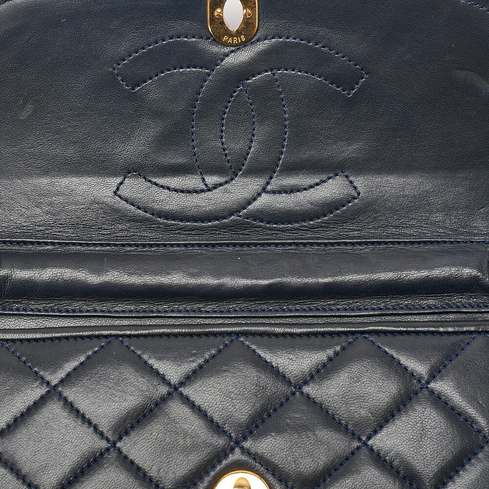 CHANEL Lamb Matelasse Paris Limited Chain Shoulder Navy Gold x Silver-Tone Hardware, Pre-Owned