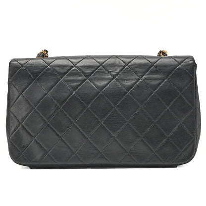 CHANEL Lambskin Matelasse Full Flap 23cm Chain Shoulder Black Gold-Tone Hardware, Pre-Owned