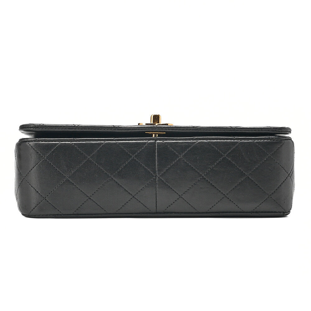 CHANEL Lambskin Matelasse Full Flap 23cm Chain Shoulder Black Gold-Tone Hardware, Pre-Owned