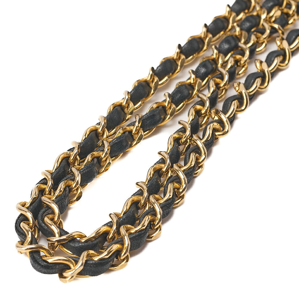 CHANEL Lambskin Matelasse Full Flap 23cm Chain Shoulder Black Gold-Tone Hardware, Pre-Owned