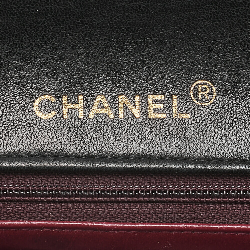 CHANEL Lambskin Matelasse Full Flap 23cm Chain Shoulder Black Gold-Tone Hardware, Pre-Owned