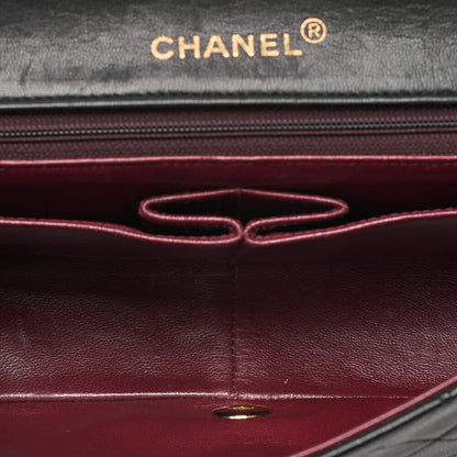 CHANEL Lambskin Matelasse Full Flap 23cm Chain Shoulder Black Gold-Tone Hardware, Pre-Owned