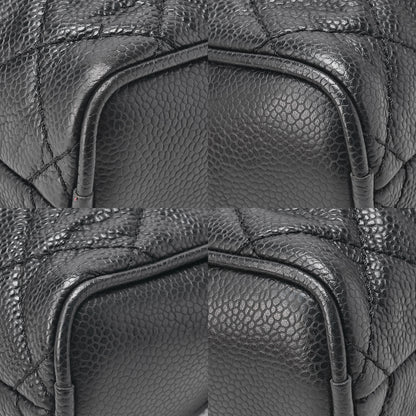 CHANEL Caviar Skin Coco Mark Shoulder Bag Black Silver-Tone Hardware, Pre-Owned