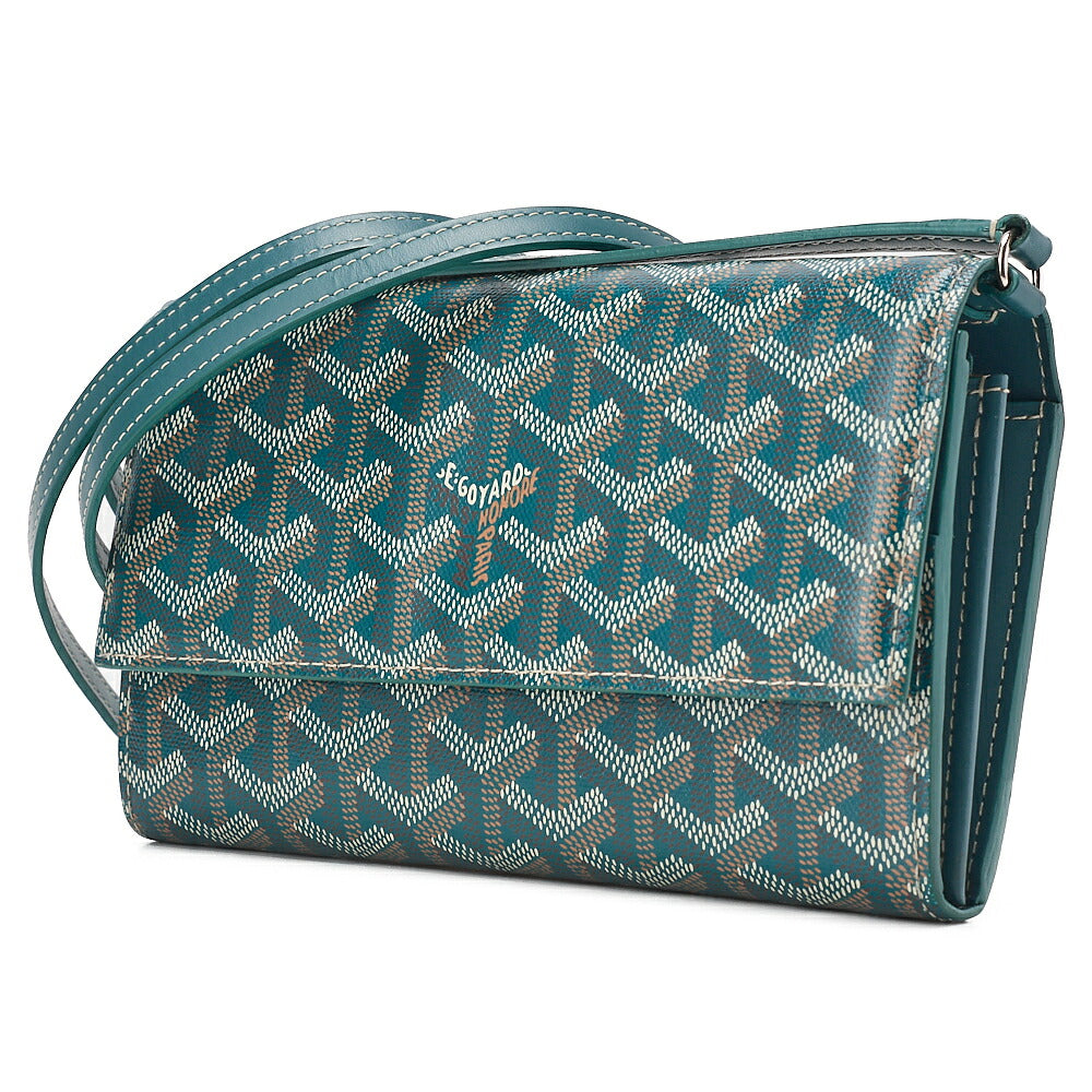GOYARD Valenne Pouch Wallet Shoulder Bag PVC x Leather Green (Silver-Tone Hardware, Pre-Owned