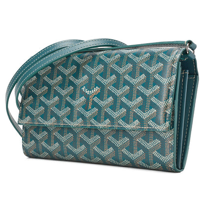 GOYARD Valenne Pouch Wallet Shoulder Bag PVC x Leather Green (Silver-Tone Hardware, Pre-Owned
