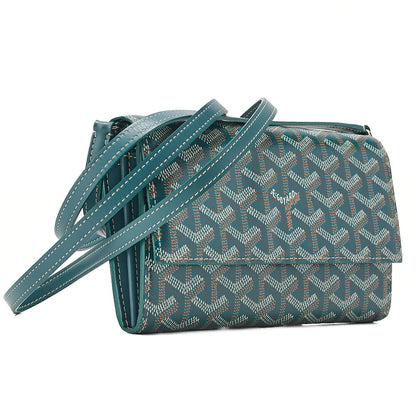 GOYARD Valenne Pouch Wallet Shoulder Bag PVC x Leather Green (Silver-Tone Hardware, Pre-Owned