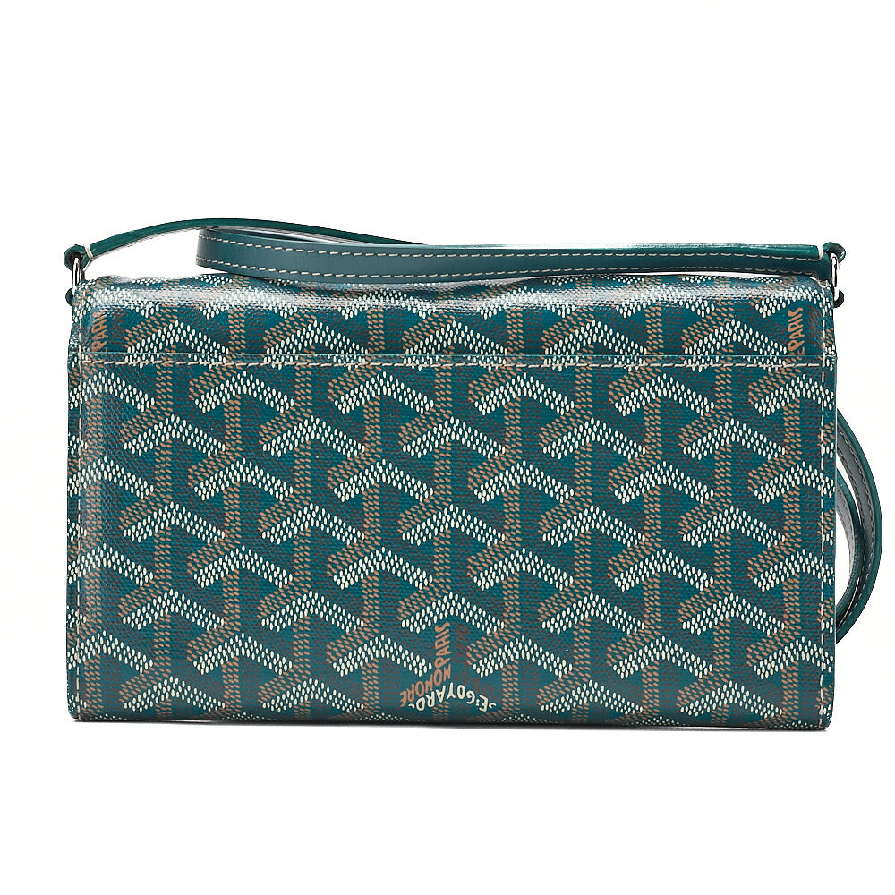 GOYARD Valenne Pouch Wallet Shoulder Bag PVC x Leather Green (Silver-Tone Hardware, Pre-Owned