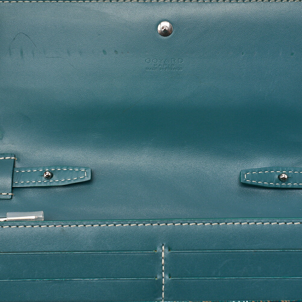 GOYARD Valenne Pouch Wallet Shoulder Bag PVC x Leather Green (Silver-Tone Hardware, Pre-Owned