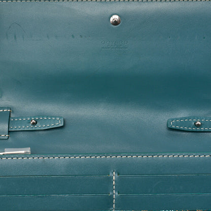 GOYARD Valenne Pouch Wallet Shoulder Bag PVC x Leather Green (Silver-Tone Hardware, Pre-Owned