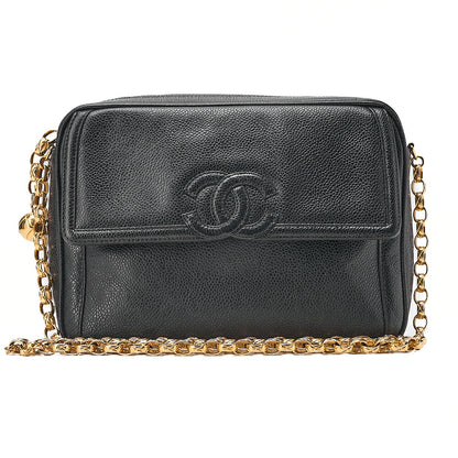 CHANEL Chanel Matelasse Coco Mark with Ball Charm Bijou Chain Shoulder Caviar Skin Black Gold-Tone Hardware, Pre-Owned