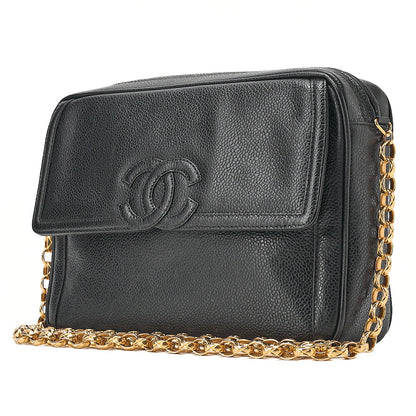 CHANEL Chanel Matelasse Coco Mark with Ball Charm Bijou Chain Shoulder Caviar Skin Black Gold-Tone Hardware, Pre-Owned