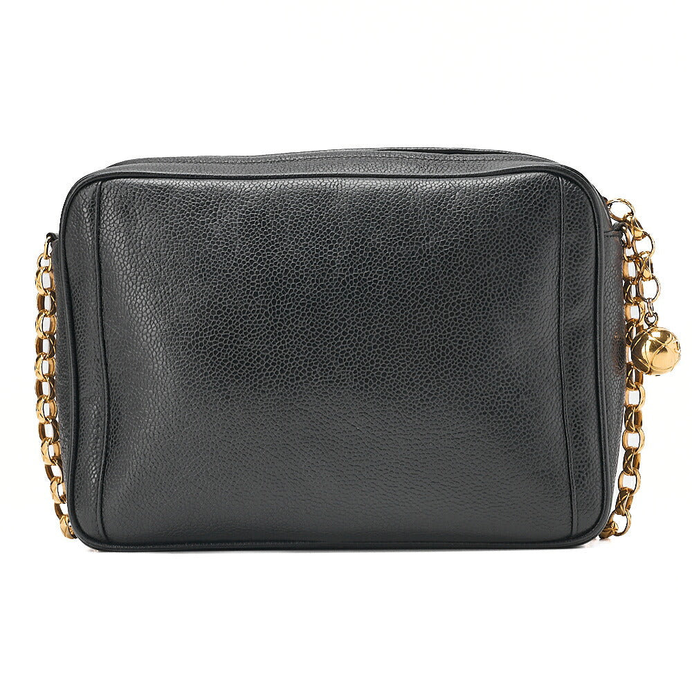CHANEL Chanel Matelasse Coco Mark with Ball Charm Bijou Chain Shoulder Caviar Skin Black Gold-Tone Hardware, Pre-Owned