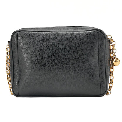 CHANEL Chanel Matelasse Coco Mark with Ball Charm Bijou Chain Shoulder Caviar Skin Black Gold-Tone Hardware, Pre-Owned