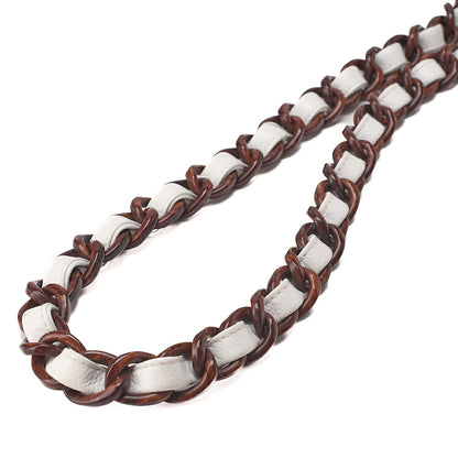 CHANEL Wood Chain Shoulder Bag Caviar Skin Wood Pattern Single White Gold-Tone Hardware, Pre-Owned